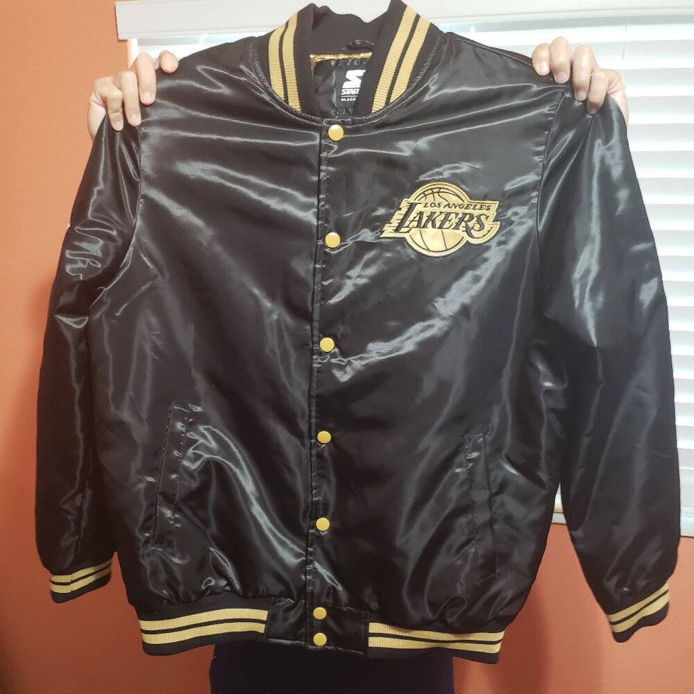 Starter Black Label Los Angeles Lakers 75th Anniversary Satin Bomber Jacket L